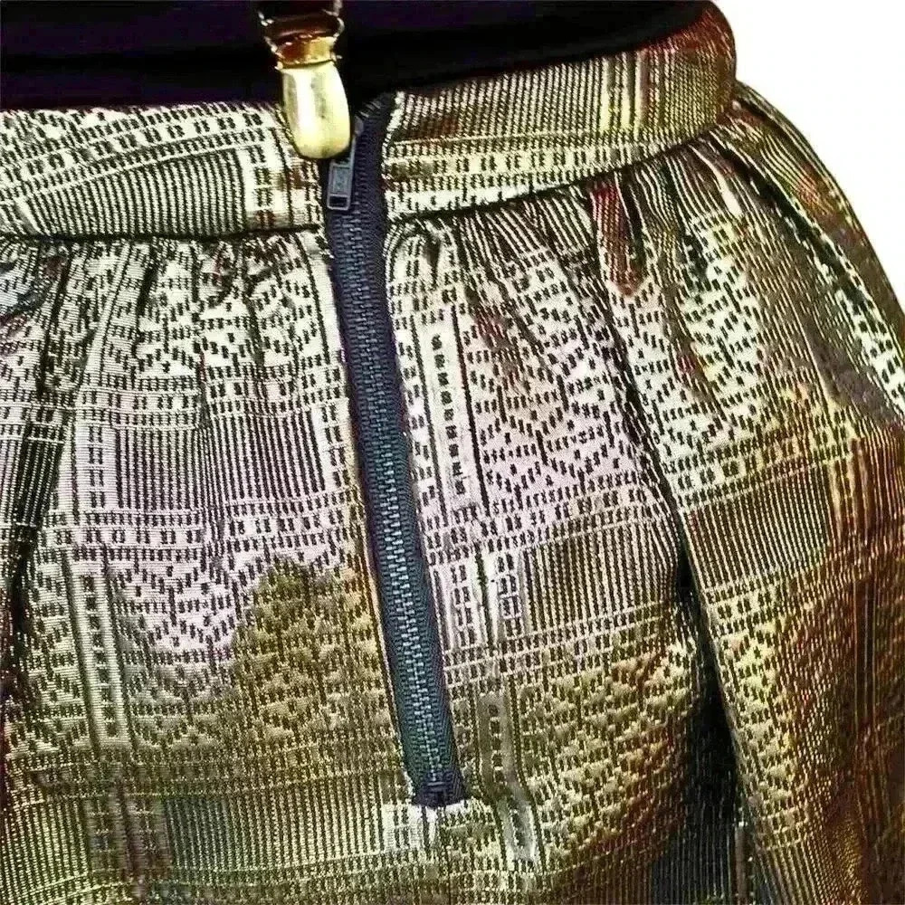 Topshop Womens Gold Black Mini Skirt Sz2 Metallic Bubble Club Night Out Y2K - Picture 7 of 16